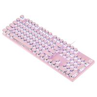 惠普 真机械键盘蒸汽朋克键帽青轴粉银色