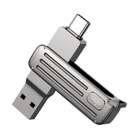 aigo 爱国者 256GB Type-C USB3.2高速U盘 W381 读速220MB/s高速传输手机电脑两用 探寻旅行优盘 行者灰