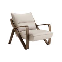 曲美家居北欧风头层牛皮弯曲木客厅阳台单人沙发懒人沙发椅帆船