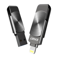 EAGET 忆捷 i66 USB 3.0 苹果U盘 黑色 128G USB-A/Lighting双口