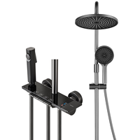 惠达（HUIDA）淋浴花洒全套家用卫生间手持沐浴顶喷头增压下出水套装618 【精铜+轻奢枪灰】618冷热