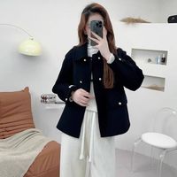 斐莉玥双面绒外套女短款高档小个子赫本风高端羊毛双面呢上衣大衣女 黑色 2XL 