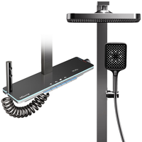 万和淋浴花洒套装数显花洒全套增压花洒喷头淋浴器全铜龙头方管贴墙