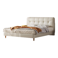 喜临门皮床主卧大床双人床奶油风极简真皮软包家具排骨架床 绵绵 奶油白+白骑士喜礼床垫 1.5米*2米