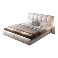 巴邦克床皮艺轻奢双人床1.8米2米现代简约婚床软包1.5米奶油风主卧大床 【奶油白皮床】单床 1800mm*2000mm