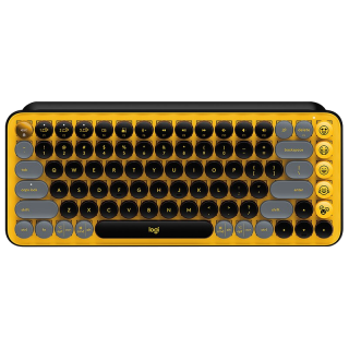 罗技（Logitech）POP Keys机械键盘无线蓝牙双模办公可爱萌猫主题键帽套装系列女友 ipad键盘少女馆 POP键盘热力黄+萌猫主题键帽（4颗装）