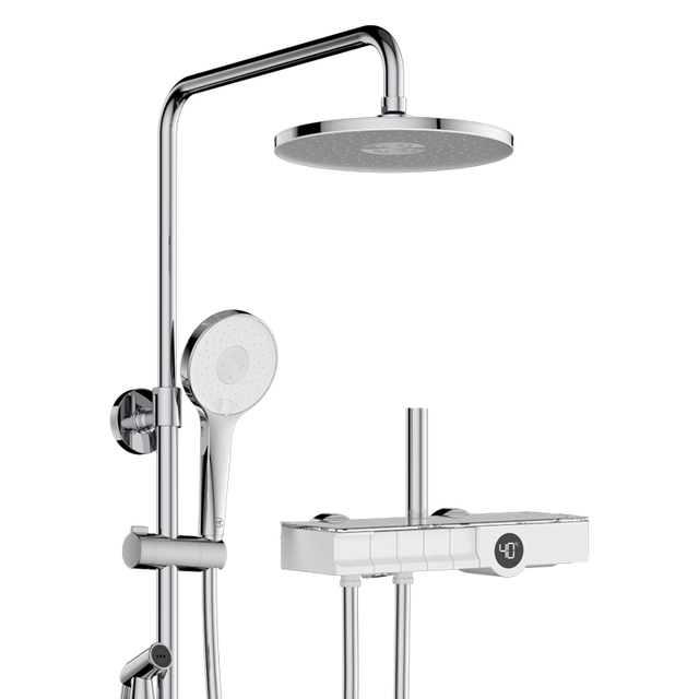 九牧 JOMOO 淋浴花洒套装一体式小牧卫浴自洁除垢增压家用带顶喷淋浴器全套 6900镀铬-琴键数显