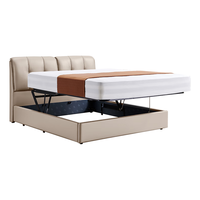 芝华仕 现代简约真皮艺双人床家用主卧室软包床C265 棉白色1.8米+C266床垫 15天发货