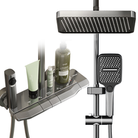 四季沐歌 花洒全套 增压精铜龙头多功能淋浴器钢琴键枪灰淋浴花洒套装M5+