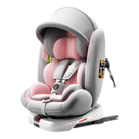 贝比途(BOBEITOO)德国儿童座椅0-12岁汽车用婴儿宝宝360度旋转ISOFIX硬接口 金典灰(自由旋转+遮阳棚)