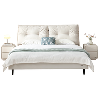 全友家居奶油风双人床1.8x2米卧室家用现代简约软包布艺床家具115078 床+床头柜*1 1.5*2.0m