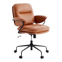 网易严选 小皮椅居家 电脑椅办公椅子 头层牛皮复古简约奶油风 奶油白（肤感皮）