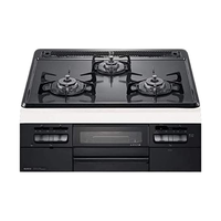 林内（Rinnai）日本制造 嵌入式燃气灶 烤箱灶 天然气燃气灶 液化气煤气灶 家用三眼灶 METAL系列 SI装置 防干烧 中配黑色单面温控天然气