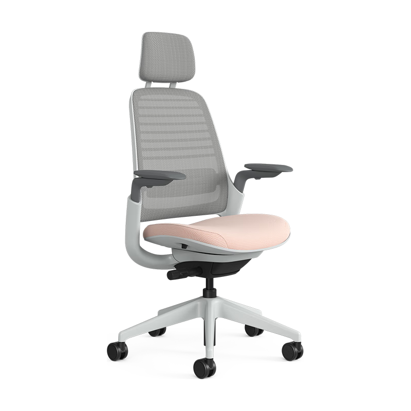 STEELCASE世楷 Series 1 人体工学电脑椅办公学习座椅升降椅子 樱花粉+头枕 粉灰色+头枕
