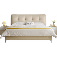 全友家居 头层牛皮真皮床奶油风软包床头主卧室床1.8米双人大床116082 牛皮|软床A+265床垫