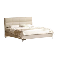 源氏木语竹节真皮床简约卧室高床头轻奢软包床象牙白接触面皮1.8*2.0m 单床-象牙白1.8*2米