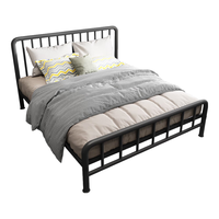 L&S 床铁艺床欧式铁架床时尚双人床简约卧室出租房宿舍龙骨床架 YC09 黑色1.5*2m（7仓发货）