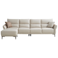 全友 现代简约 皮感科技布艺沙发 浅米(左2+右2+脚凳)