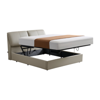 CHEERS 芝华仕 现代简约真皮储物大床主卧室床头软包双人齐边排骨架床C604 月雾灰-1.5米储物床送C266床垫 30天发货