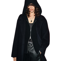 MO&Co.双面呢外套2025冬可拆卸针织连帽门襟平驳领宽松MBE4COTT20 靛蓝色 XS /155