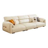 冬熊奶油风真皮沙发客厅简约现代小户型大象耳朵直排沙发 3.1米 大四人位3.1米