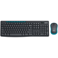 logitech/罗技 无线办公 无线键鼠套装+无线2.4G接收器+大桌垫  无背光 黑蓝色