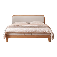 原始原素实木床现代简约橡木科技布软包床双人床1.8米柔纱米P4016
