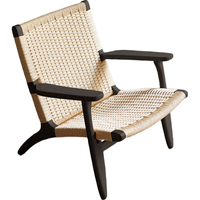 YESWOOD 源氏木语 绳实木沙发椅北欧阳台休闲椅子侘寂风小户型靠背懒人椅 绳沙发椅0.73米