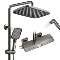 箭牌（ARROW）枪灰色钢琴按键冷热款淋浴花洒全套装手持增压喷枪花洒 【钢琴按键】枪灰四功能花洒