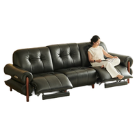 儒黛黑糖云朵皮艺沙发头层牛皮真皮实木沙发客厅直排沙发电动款2.5m