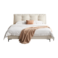 全友家居 床现代简约布艺床双人床卧室高弹海绵床屏齐边大床105207B 灰| 落地1.8m床+01床头柜*2