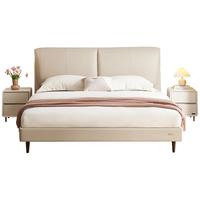 QuanU/全友 现代简约 双人床 米白|牛皮|单床 1.8*2.0m 1.5*2.0m