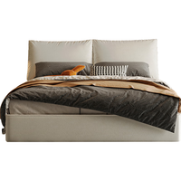 林氏家居猫抓布艺主卧大床法式落地床多功能软包简约现代林氏木业BC835 【猫抓布款|贝母白】单床 1.8x2.0米