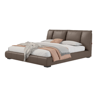 顾家家居 KUKA 头层牛皮床双人床卧室主卧大床DS8189B咖色落地围边款1.8m 【咖色】落地围边款