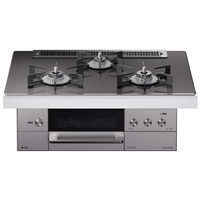 林内（Rinnai）日本 嵌入式燃气灶烤箱灶家用燃气灶 日本神厨DELICIA系列 手机APP操作  防干烧 带焗锅 电源款浅黑色玻璃台面带液晶屏75cm天然气