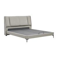 左右意式极简轻奢皮床双人床真皮轻奢主卧床卧室简约家具DZB6027 1500mm*2000mm【Z2091大象灰】