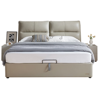 全友（QUANU）家居皮艺床现代简约真皮床软包主卧室高脚双人床小户型家具116019 米灰|1.5m单皮床