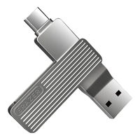 联想生态品牌异能者128GB Type-C USB3.2 U盘 F500 Plus枪色180MB/s手机电脑两用360°旋转双接口优盘