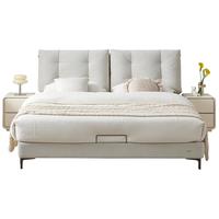 QuanU 全友 115029 奶油风猫抓绒布床+床头柜*2+265床垫