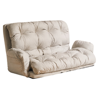 家逸懒人沙发可睡觉单人沙发休闲沙发客厅折叠卧室小户型 120cm大双人米灰色