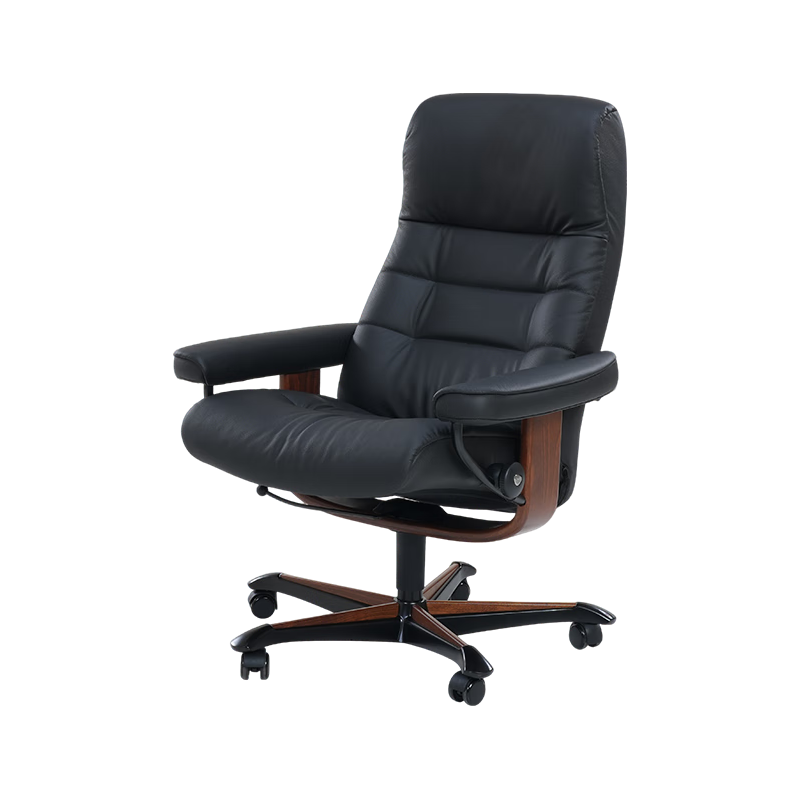 STRESSLESS 思特莱斯（Stressless）STRESSLESS思特莱斯  北欧单人护脊椅单椅皮办公椅老板椅电竞椅 猫眼石-巴帝克皮-黑色