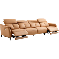林氏家居头层牛皮沙发电动多功能躺椅G036浅橘色G036-A左单人+双人+右单人 【浅橘色】左单人+双人+右单人