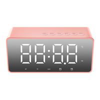aigo 爱国者 T28 蓝牙音响 智能时钟双闹钟镜面全屏三档夜灯 便携低音炮插卡音箱收款播报 樱花粉