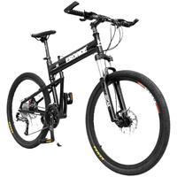 EROADE德国折叠山地自行车男成人青少年超轻便携铝合金越野变速赛车 黄色【宙马X1】全铝合金-碟刹 26寸-适合身高165-180cm 24速