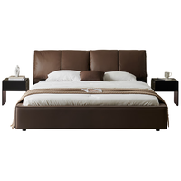 全友家居 意式极简真皮艺床大象耳朵头层牛皮主卧室1.8米双人床116073 牛皮|1.8米软床单床