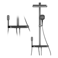 惠达幻雨花洒家用淋浴套装恒温枪灰色钢琴键增压淋雨浴精铜奶油风