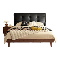 林氏家居复古橡木实木床1米5软包双人床婚床主卧床2024LH586A2 排骨架牛皮软包单床 1800*2000mm 排骨架|牛皮软包|单床