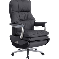 顾全（GUQUAN）电动头层牛皮老板椅可躺办公椅人体工学电脑椅家用大班椅S009深灰