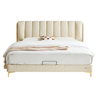 全友家居主卧大床现代轻奢头层牛皮软包床高端大气真皮床双人床116106 白|1.8米床|不含床头柜床垫