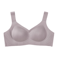 素肌良品内衣文胸果冻条软支撑无痕内衣无钢圈文胸大胸显小收副乳116 奶茶咖 L （75D、80A、80B、80C）